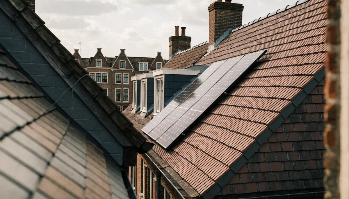 Zonnepanelen op het dak van een Nederlandse rijtjeswoning
